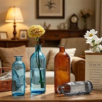 Vase à fleurs pour la maison, vase en verre transparent, style INS, petit diamètre, vase hydroponique transparent, décoration de bureau et de maison