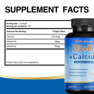 Cápsulas blandas de calcio, vitamina D3 y K2, fórmula 3 <span class=keywords><strong>en</strong></span> <span class=keywords><strong>1</strong></span> |   Apoya la Salud de las Articulaciones, Huesos y el Corazón, y la Absorción de Calcio |   60 Cápsulas Blandas - Product Image 5