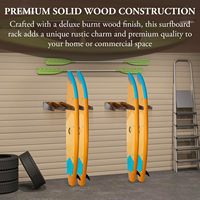 Support de planche de surf Deluxe Premium en bois massif brûlé 4 fentes Support de planche de surf vertical mural en bois rustique