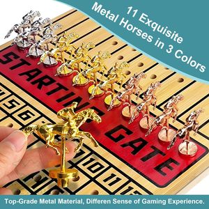 Grand jeu de société de course de chevaux pliable avec 11 chevaux <span class=keywords><strong>en</strong></span> bambou, design moderne pour le salon - Product Image 3