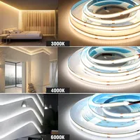 Bande LED COB DC12V/24V 320 LED/m 8mm, ruban LED flexible pour la décoration de la pièce, éclairage linéaire haute densité 3000K 4000K 6000K