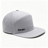Topi Golf Snapback 5 Panel Bordir 3D Anti Air Cepat Kering dengan Lubang Laser dan Patch Karet Khusus