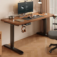 Bureau électrique à hauteur réglable en bois massif, à moteur unique, disponible en plusieurs tailles, pour le télétravail, l'écriture et les jeux électroniques