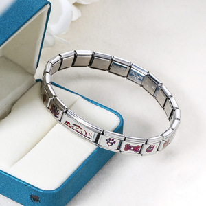Modular <b>Bracelet</b> Titanium Steel <b>Flower</b> Pattern Cube Design Unisex Gift Jewelry - Product Image 5