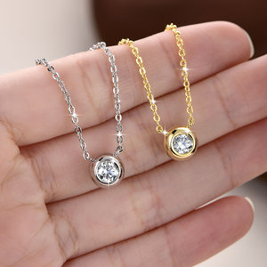 VVS1 <b>D</b> Color GRA Certified 0.5ct Moissanite <b>Necklace</b> Bezel Set Bubble Copper 14K Gold Filled daily wear jewellery for Women - Product Image 4
