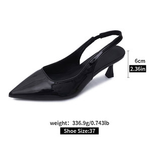 Chaussures à talons hauts pointus pour <span class=keywords><strong>femme</strong></span>, design personnalisé, luxe, sexy, en cuir verni PU brillant, avec sangle élastique, 9605 - Product Image 5