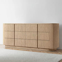 Meuble d'entrée rustique en bois nordique, placard latéral moderne en contreplaqué cannelé, organisateur pour salon