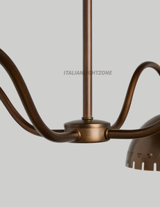 Stylish 1920s Mid Century Brass Dome Chandelier 4 <b>Light</b> Stilnovo Pendant <b>Ceiling</b> Lamp Sputnik Kitchen Island - Product Image 6