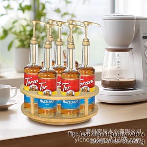 Bamboo Rotating Coffee Syrup <b>Rack</b> 33 Cm 9 <b>Bottle</b> Holder Standing Kitchen <b>Storage</b> Organizer Natural Color - Product Image 5