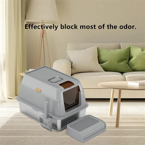 OEM lettiera per gatti Extra Large completamente chiusa in acciaio inossidabile a prova di odore <span class=keywords><strong>Cat</strong></span> wc con vassoio di sabbia facile da pulire - Product Image 3