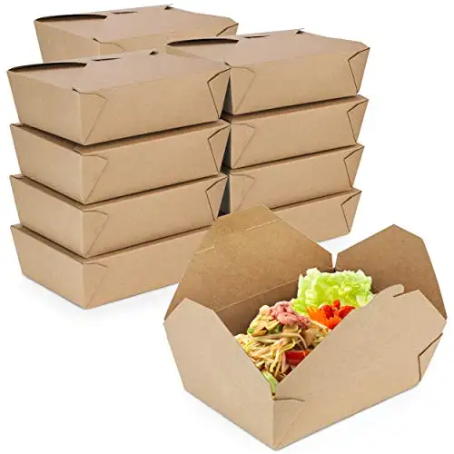 Китай, оптовая продажа, одноразовый контейнер на вынос, крафт-бумага, коробки для еды на вынос для пикника, упаковка для фаст-фуда