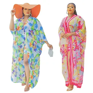 J&H 2023 summer floral chiffon cardigan and shorts 2 piece set ladies elegance kimonos maxi dresses for women