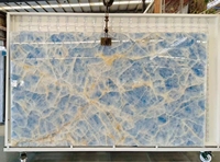 Dalle d'onyx bleu de qualité supérieure translucide pierre de marbre Onice rétro-éclairé avec panneau LED pour mur de vanité de comptoir de bar en jade
