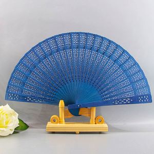 <b>Large</b> Black Folk Art Angel Wooden Folding Hand <b>Fan</b> Custom Painted Bamboo Craft for Business Souvenirs Decorative Sport Parties - Product Image 2