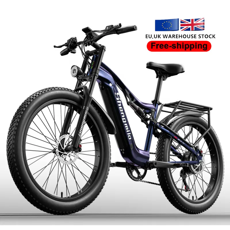 EU freeshipping e bike 26inch full suspension fat tire bafang motor electric bicycle Shengmilo MX03 electric mountain bike