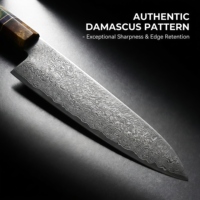 Couteau de Chef Kiritssuke à Lame Entière de 8 Pouces, Lame en Acier Damas à Tête en T, Accessoire de Cuisine Professionnel, Manche en Résine, Outil Cadeau