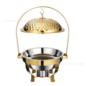 Olla de Buffet con Tapa de Diamantes de Acero Inoxidable, 4.5L, 6.0L, 8.0L, Diseño Colgante, para Uso en Hoteles - Product Image 3