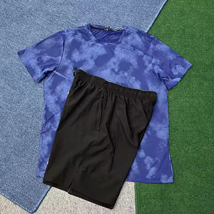 Sommer Herren <span class=keywords><strong>2</strong></span>-Teiliges Lauf-Workout-Set T-Shirt Fußballshorts Sportset Fußballtrikot 100% Polyester Schnelltrocknend Leichtgewicht - Product Image 2