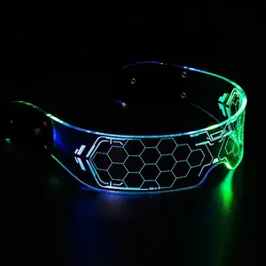 Lunettes LED clignotantes Glowing Party illuminent des lunettes de soleil Nouveauté Cadeau Bright Light Festival Party Glow lunettes de soleil lumière led