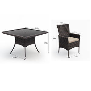 मईबल्स डी जर्डिन पैक्स 5 पीसी आधुनिक एल्यूमीनियम धातु बाहरी कुर्सी समशीड ग्लास टेबल रतन फर्नीचर गार्डन सेट - Product Image 5