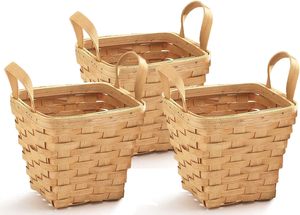 Cesta pequeña de madera natural para aperitivos con mango WT, cesta de regalo vacía, almacenamiento de cocina para el hogar, cesta decorativa de mimbre para <span class=keywords><strong>arreglo</strong></span> floral - Product Image 2