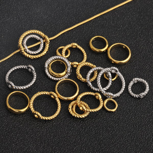 Anneau perlé en acier inoxydable plaqué or et argent, double trou, composants de bijoux DIY pour accessoires de tissage de perles - Product Image 1