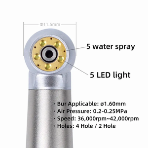 Manipolo Dentale ad Alta Velocità con Illuminazione Senza Ombra, 5 <span class=keywords><strong>LED</strong></span>, 5 Spray, Turbina Dentale ad Alta Velocità - Product Image 6
