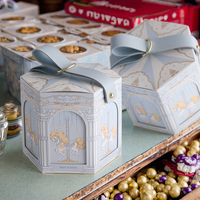Boîte à cadeaux en papier en stock, boîte à bonbons carrousel pour baby shower, fête d'anniversaire, mariage, boîte à cadeaux avec poignée en PU