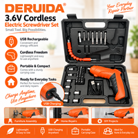 DERUIDA Perceuse-visseuse sans fil rechargeable 3,6 V, outil électrique portable multifonction pour le perçage du bois