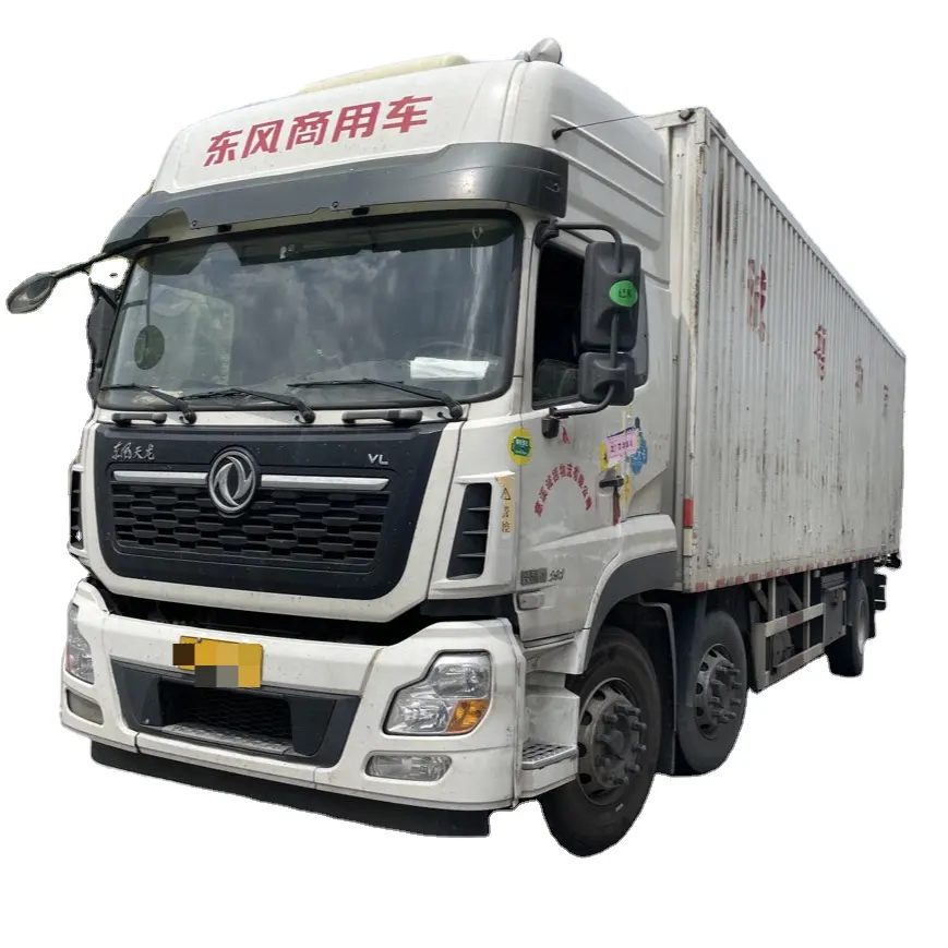 Dongfeng Diesel 8 rodas Euro3 10T 350HP Mão Esquerda Automático Parte-Carga de Transporte Usado Heavy Duty 6x2 Van Box Cargo Truck