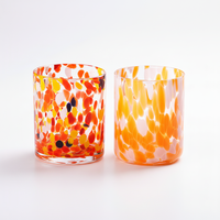 Verres à vin sans pied en verre DOF à pois colorés, verre à boire, pot à bougie en verre rond en forme d'œuf motif léopard