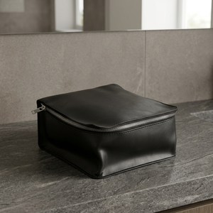 Leather Cosmetic Case Medium Size Zipper Closure Minimalist Style Practical Design - Product Image 3