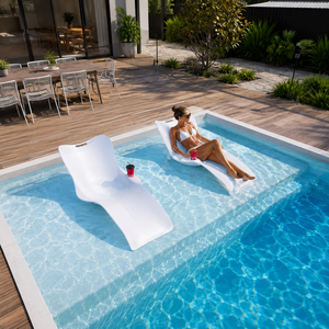Chaise longue de piscine en fibre de verre durable avec coussin pour piscine peu profonde, terrasse et patio extérieur - Product Image 5
