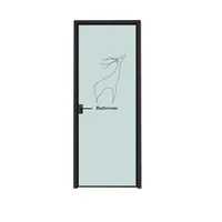 Простая дизайнерская алюминиевая стеклянная дверь для ванной комнаты