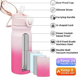 Botella de Agua de Acero Inoxidable Aislada de Doble Pared de 18 oz, Libre de BPA, para Mantener Frío por 24 Horas, Tapa Abatible con Bloqueo, Silicona Suave - Product Image 2