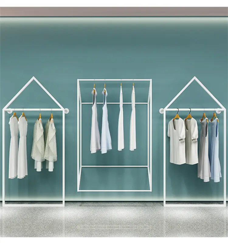 4 maneira sistema de varejo de vestuário hanger display stand rack para loja de vestuário