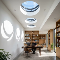 Claraboya Circular Eléctrica Inteligente BOCHARM, Ventana de Techo Redonda Motorizada con Control WiFi para Sala de Estar Moderna y Lujosa, Control por Aplicación