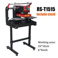 Presse à chaud pneumatique double station RS-T1515 15x15cm avec support, plateau coulissant 6x6 pouces pour impression de logos, étiquettes, DTF et sublimation