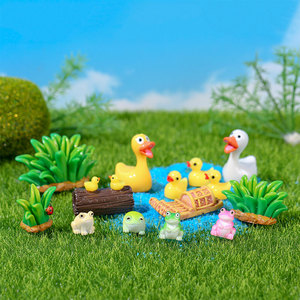 Ornements d'animaux miniatures en résine, ensemble de canards et grenouilles, décoration de table et de jardin - Product Image 1