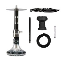 Ensemble de chicha carrée en acier inoxydable de qualité supérieure, durable et givrée, avec un seul tuyau souple, coffret cadeau - Chicha Narguilé Arabe Russe pour l'exportation