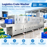 Grower Crate Washer Easy Clean Design Soil & Mud Rinse 304 SS Tunnel Cleaner for Fruit Packing Line