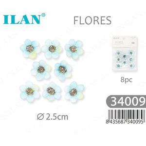 Ilan Flores Decorazioni Floreali Blu 2,5cm 8 Pezzi per Artigianato - Product Image 1