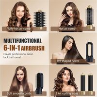 Célèbre brosse sèche-cheveux multi-styles 6-en-1 1000W, fer à boucler automatique, brosse à air chaud 360 ° Cordon d'alimentation rotatif pour cadeau