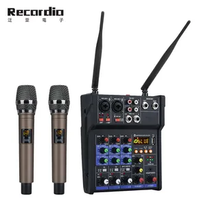 GAX-G4 Portátil Mixagem De Som Console Mixer De Áudio Gravar 48V Fantasma Efeitos De Potência 4 Canais Mixer De Áudio com USB