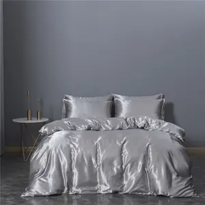 Factory Wholesale Cheap Imitated Silk Fabric Bedding Sets Satin Sheets Comforter Cover Bedding Set