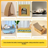 Griffoir pour chat en carton ondulé, mural vertical en forme de L, durable, anti-déchirure, mignon, intégré