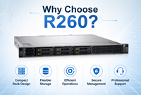 Servidor Dell R260 original con Intel Xeon E-2434, formato 1U para montaje en rack, con iDRAC9