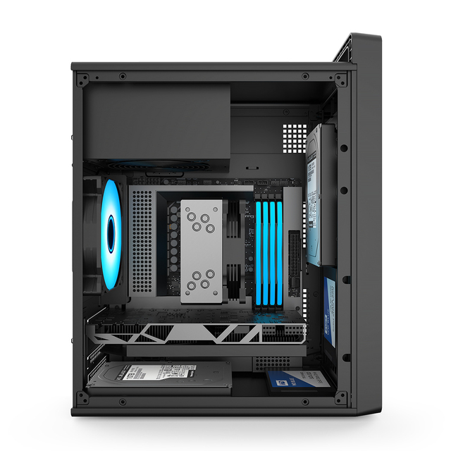 Ruix M2803 Minimalist M-ATX Workstation/Gaming Computer Case with Side Handle Tempered Glass Portable Desktop Office Case Stock