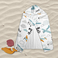 Serviette de plage poncho à capuche personnalisée pour enfants, motif camion et dinosaure, super douce, écologique, cadeau personnalisé avec nom pour la salle de bain
