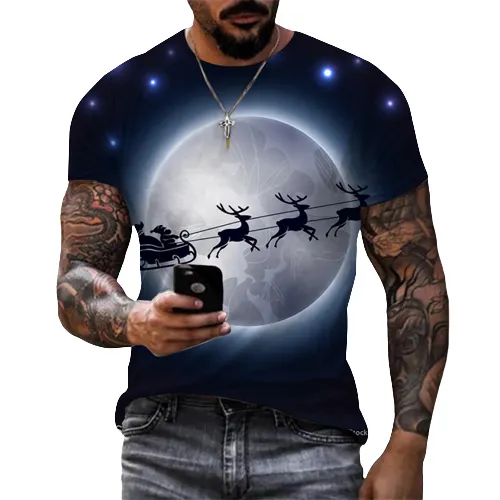 2022 New Hot Christmas 3d Printing Short Sleeve T Shirts Men Oversized Shirts Men's Tops
